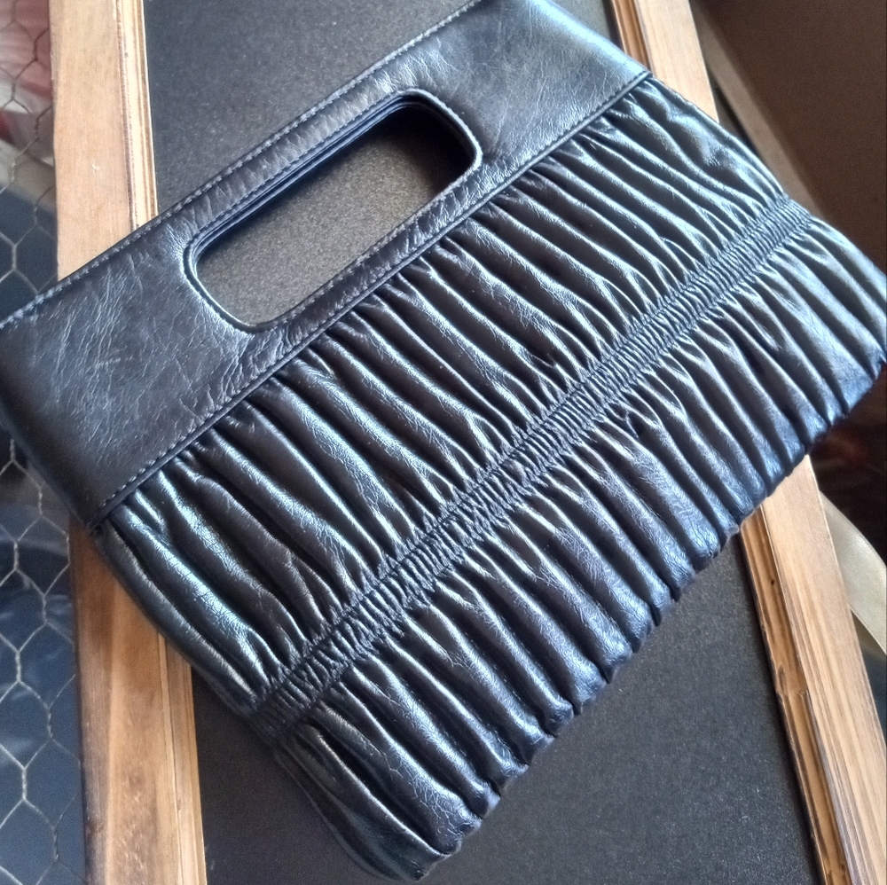 Express Designs Black Gathered Pleated Bag